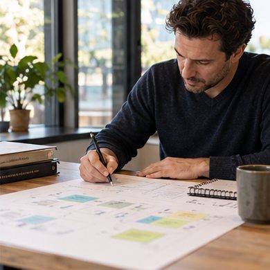 Business owners review analysis together before deciding next steps.